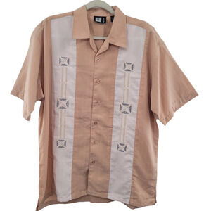 MOON Men's Casual Button Front Shirt Size M 15-15.5 Embroidered